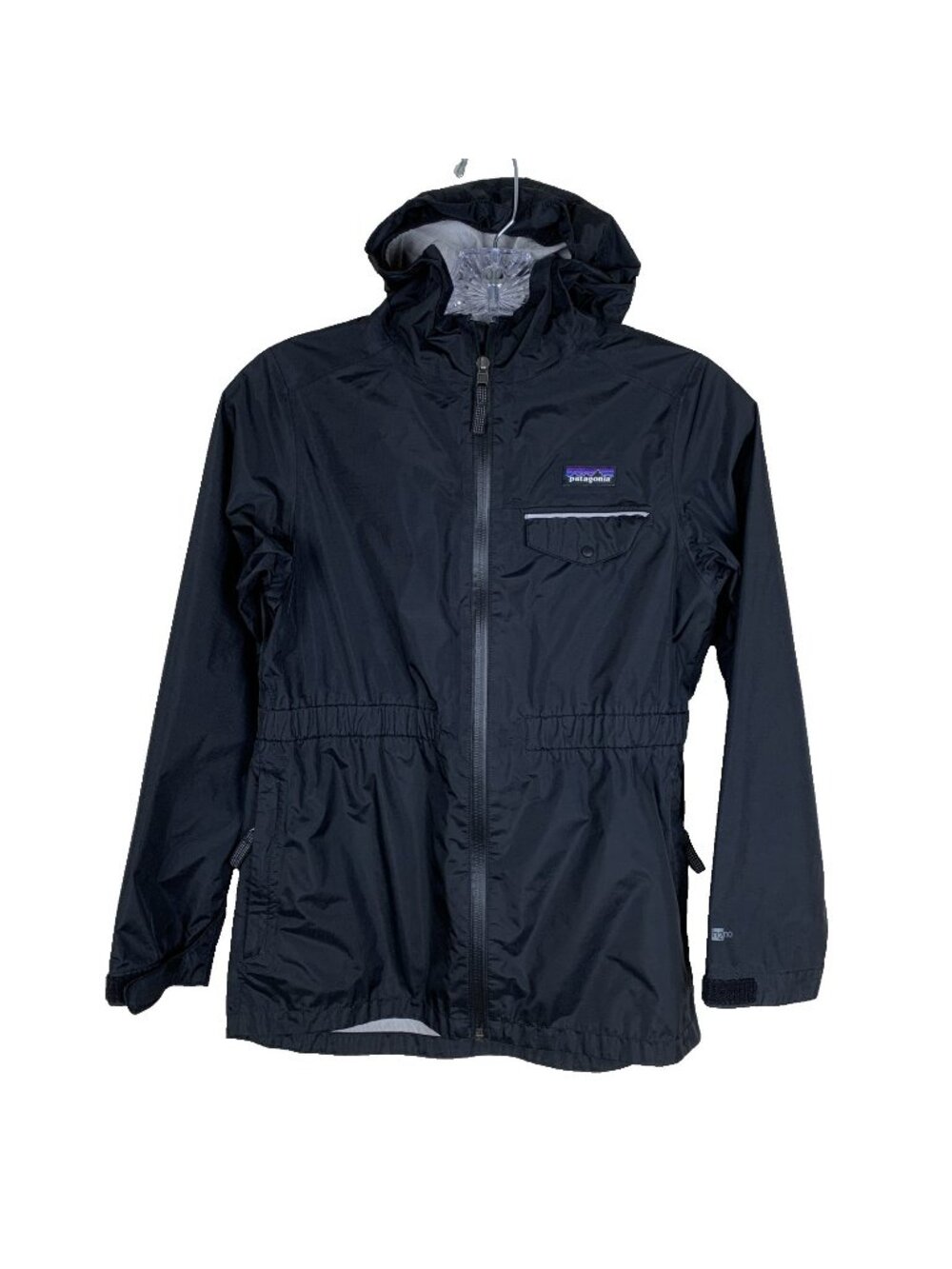 Patagonia Kids Girls L 12 Rain Jacket Torrentshell Black Hooded Waterproof Coat
